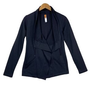 Lucy Activewear Faux Wrap Active/Athleisurewear Black Cardigan-Medium
